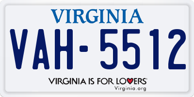 VA license plate VAH5512