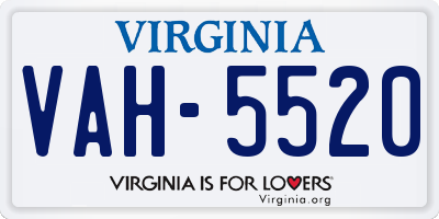 VA license plate VAH5520