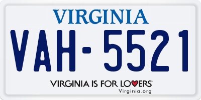 VA license plate VAH5521