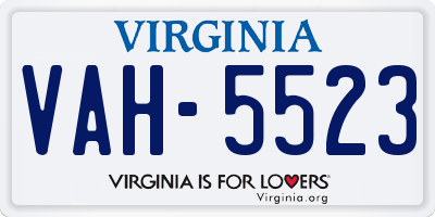 VA license plate VAH5523