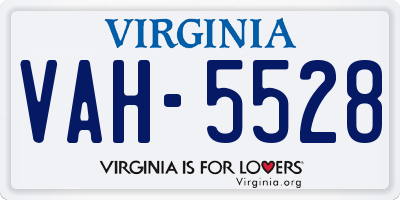 VA license plate VAH5528
