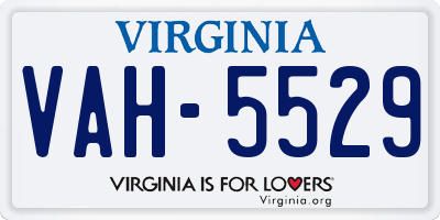 VA license plate VAH5529