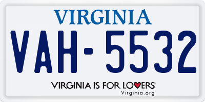 VA license plate VAH5532