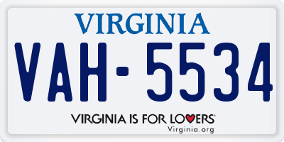 VA license plate VAH5534