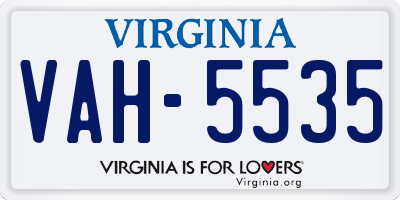 VA license plate VAH5535