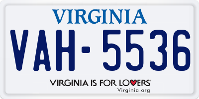 VA license plate VAH5536