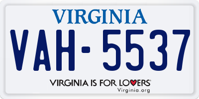 VA license plate VAH5537