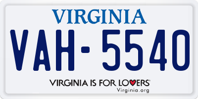 VA license plate VAH5540