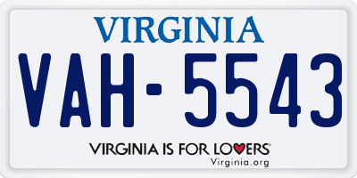 VA license plate VAH5543