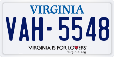VA license plate VAH5548