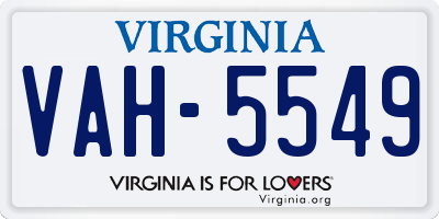 VA license plate VAH5549