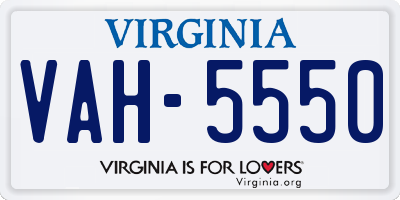 VA license plate VAH5550