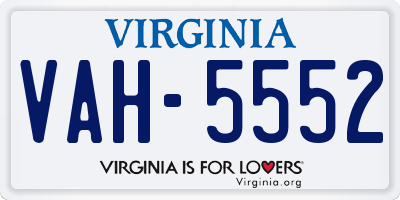 VA license plate VAH5552