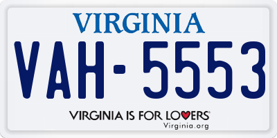 VA license plate VAH5553
