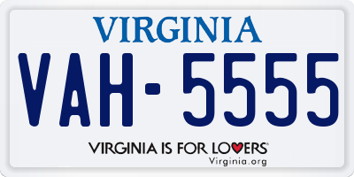 VA license plate VAH5555