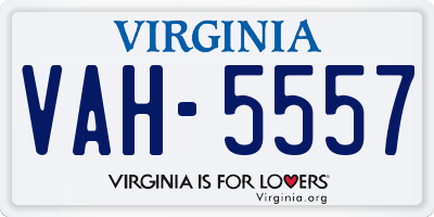 VA license plate VAH5557
