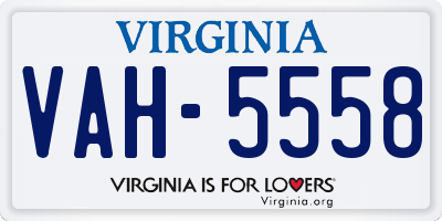 VA license plate VAH5558