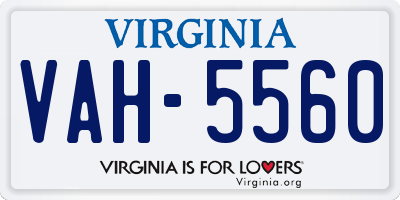 VA license plate VAH5560