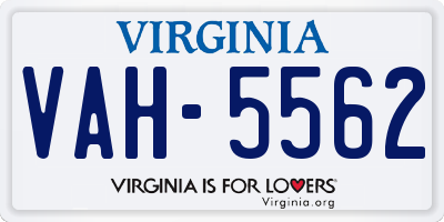 VA license plate VAH5562