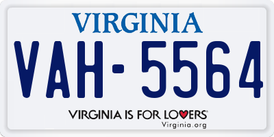VA license plate VAH5564