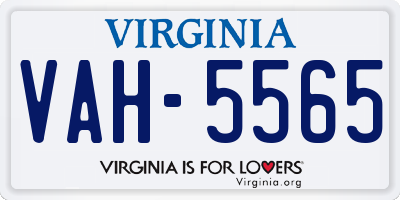 VA license plate VAH5565