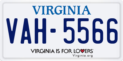 VA license plate VAH5566