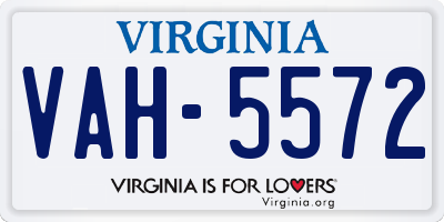 VA license plate VAH5572