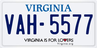 VA license plate VAH5577
