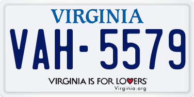 VA license plate VAH5579