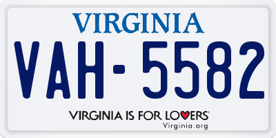 VA license plate VAH5582