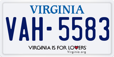 VA license plate VAH5583