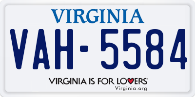 VA license plate VAH5584