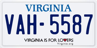 VA license plate VAH5587
