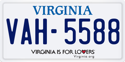 VA license plate VAH5588