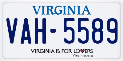 VA license plate VAH5589