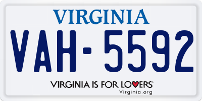 VA license plate VAH5592
