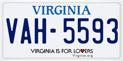 VA license plate VAH5593