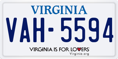 VA license plate VAH5594