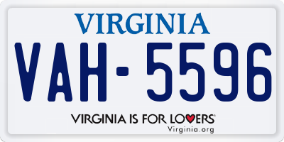 VA license plate VAH5596