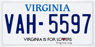 VA license plate VAH5597