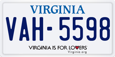 VA license plate VAH5598