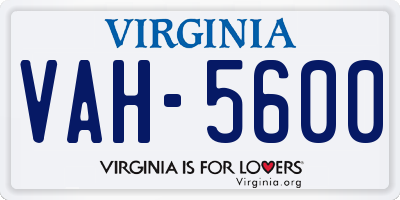 VA license plate VAH5600
