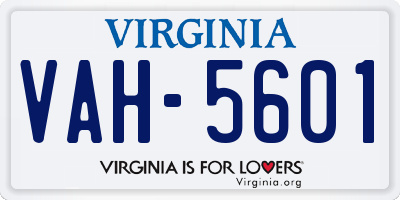 VA license plate VAH5601
