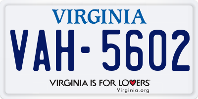VA license plate VAH5602