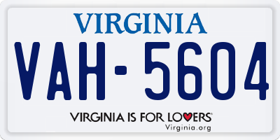 VA license plate VAH5604