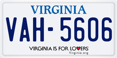 VA license plate VAH5606