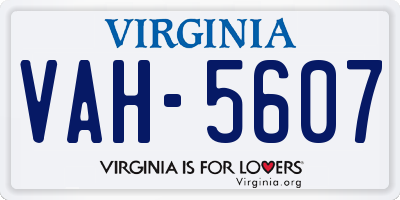 VA license plate VAH5607