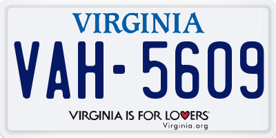 VA license plate VAH5609