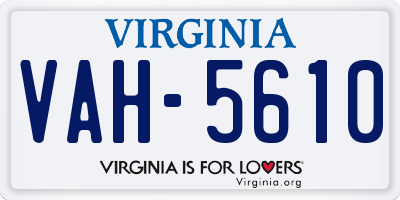 VA license plate VAH5610
