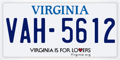 VA license plate VAH5612